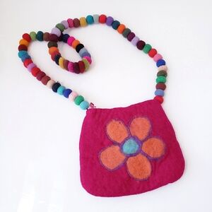 Rising Tide Rainbow Pink Wool Crossbody Bag
